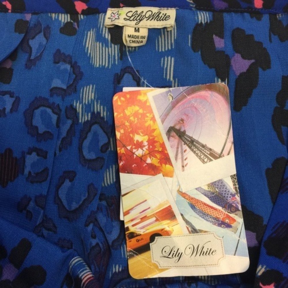 Lily White Skirt Short Mini Pleated Blue Black NWT - Picture 2 of 4